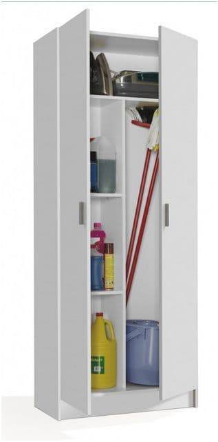 Premium White Two-Door Utility Storage Cupboard with Adjustable Shelving - UK Luxury Furniture
